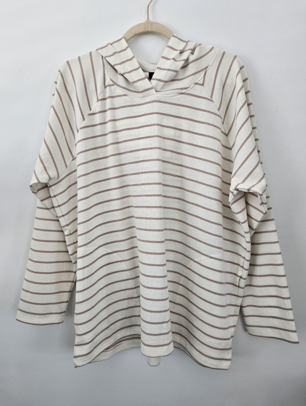 Max & Mia Waffle Knit Striped Tunic Lenght Raglan Lounge Hoodie. Size XXL.